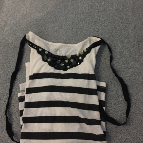 Loft  Striped Beaded top Host pick 🎉🎉 - Picture 2 of 2